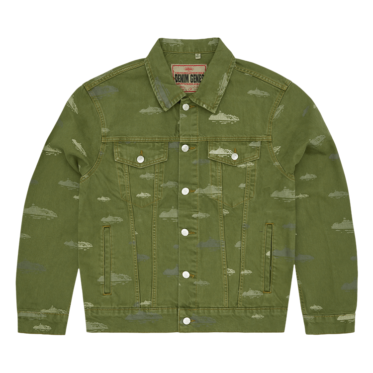 Corteiz Alcatraz Pattern Denim Jacket "Khaki"