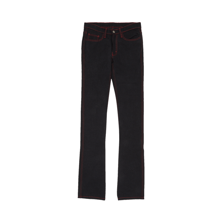 Vlone Red Contrast Stitch Denim Jeans Black