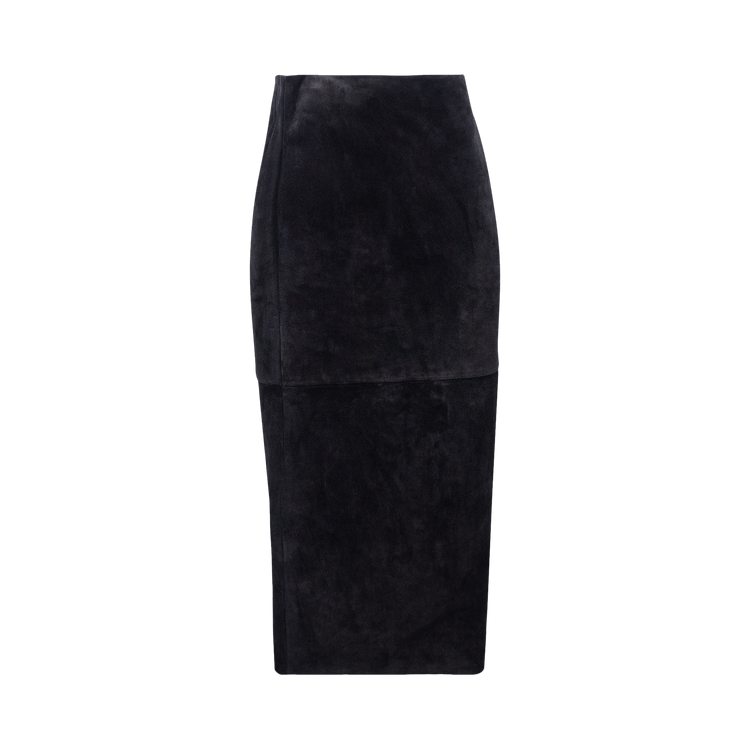 Saint Laurent Suede Pencil Skirt "Black"