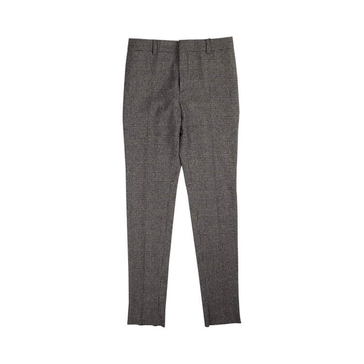 Saint Laurent Checked Wool Pants "Grey"
