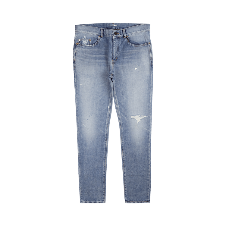 Saint Laurent Distressed Slim Fit Jeans "Blue"