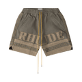 Rhude Embroidered Canvas Logo Shorts "Olive/Tan"