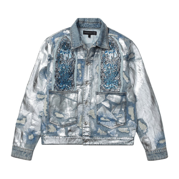 Who Decides War Heavy Metal Denim Trucker "Sky/Silver"