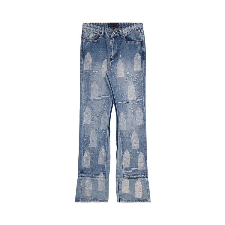 Who Decides War Rhinestone Washed Denim "Sky"
