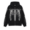 Stussy Rib Cage Zip Hoodie "Black/White"