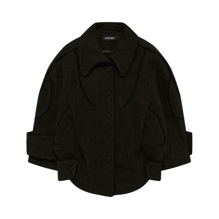 Kiko Kostadinov Armoured Trim Coat "Herringbone Brown"