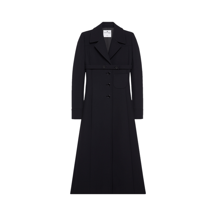 Courrèges Belt Heritage Crepe Tailored Coat "Black"
