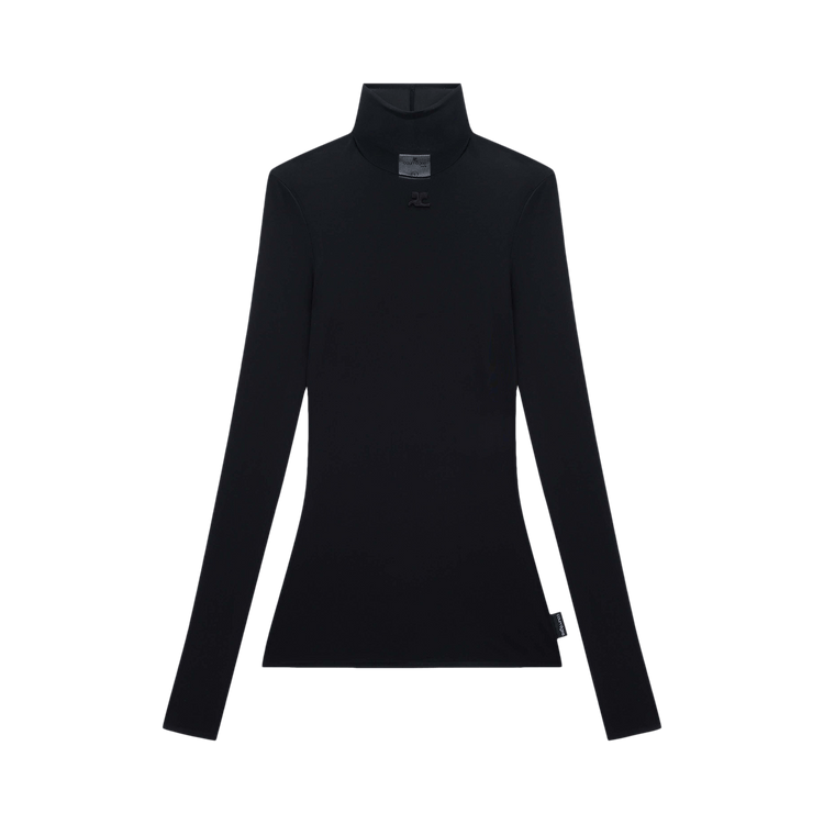 Courrèges Second Skin Mock Neck Top "Black"
