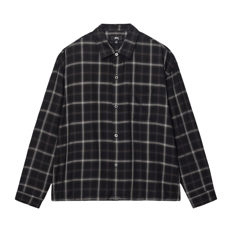 Stussy Shadow Plaid Rayon Shirt "Black"