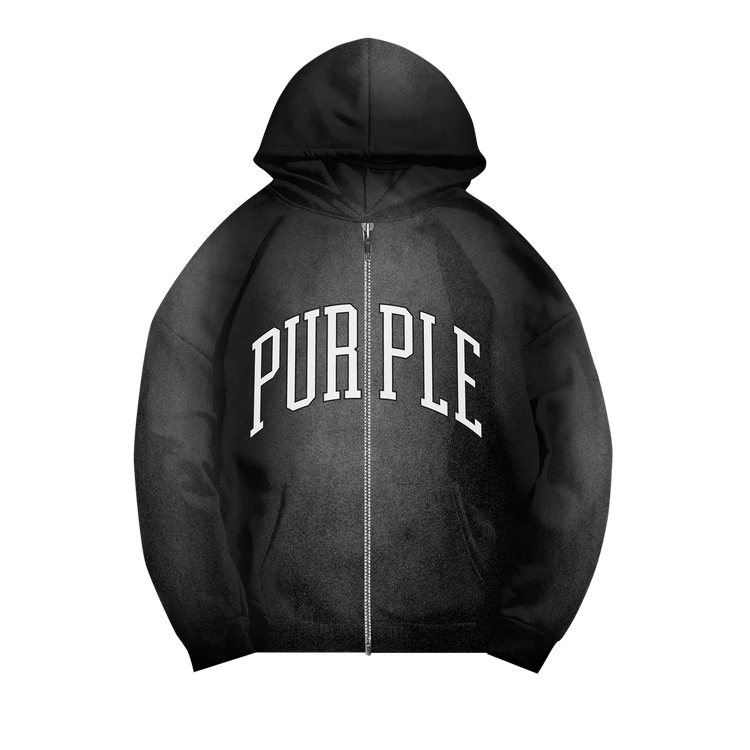 PURPLE BRAND Heavyweight Fleece Full Zip Hoodie "Black"