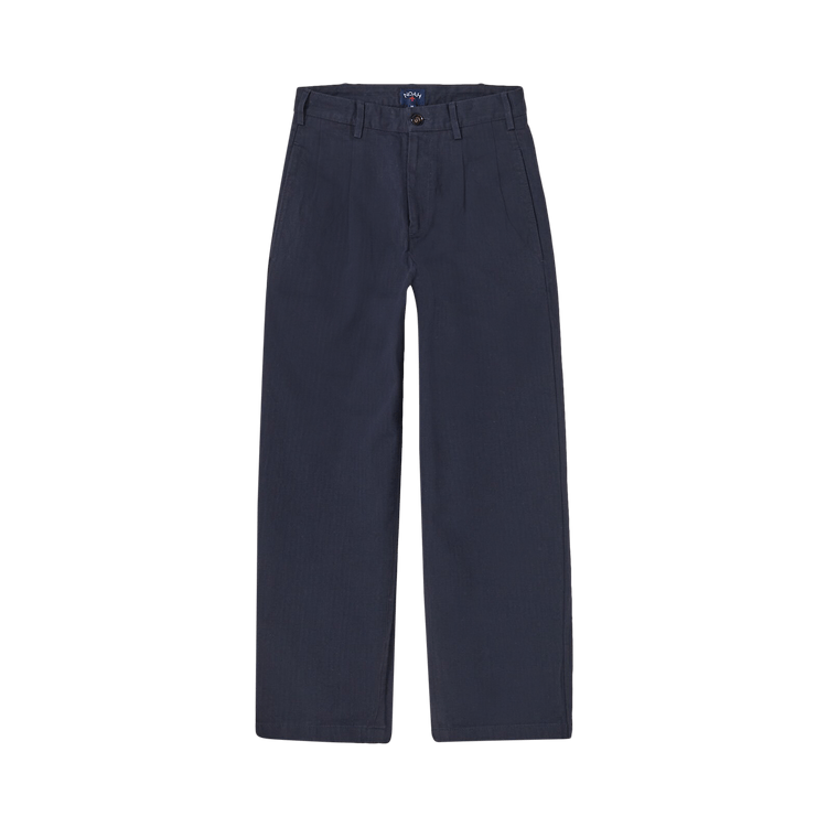Noah Double-Pleat Herringbone Pant "Navy"