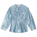 GANNI Foil Denim Fitted Blazer "Heather"