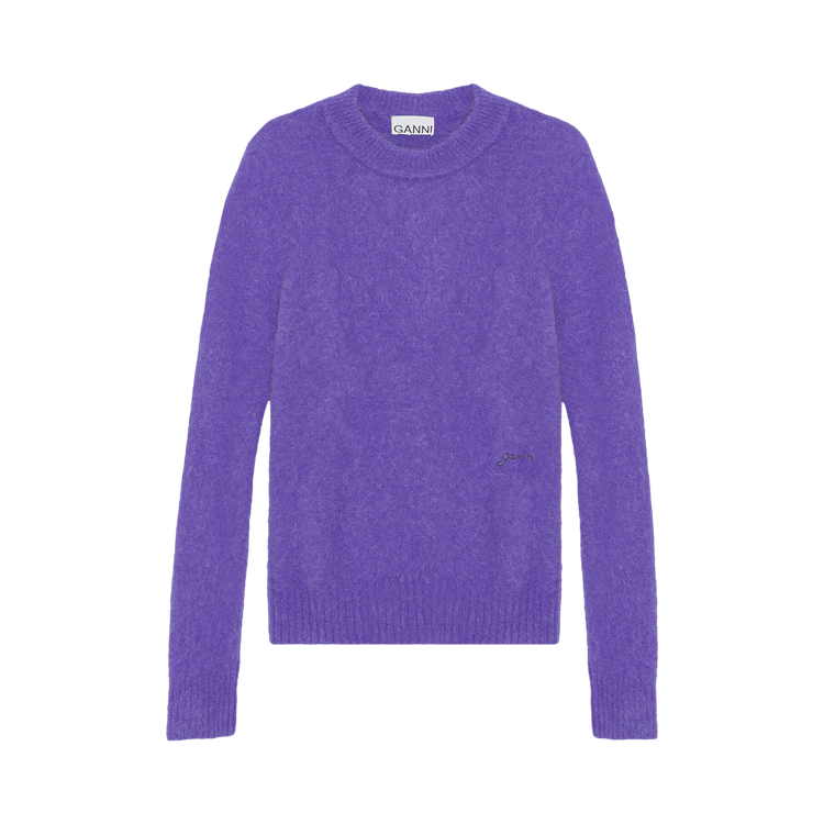 GANNI Brushed Alpaca O-Neck Sweater "Purple"
