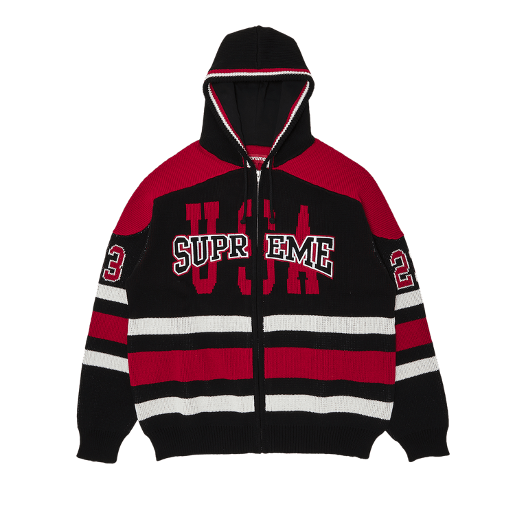 Supreme USA Zip Up Hooded Sweater "Black"