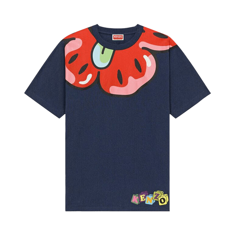 Kenzo Printed Neck T-Shirt "Blue"
