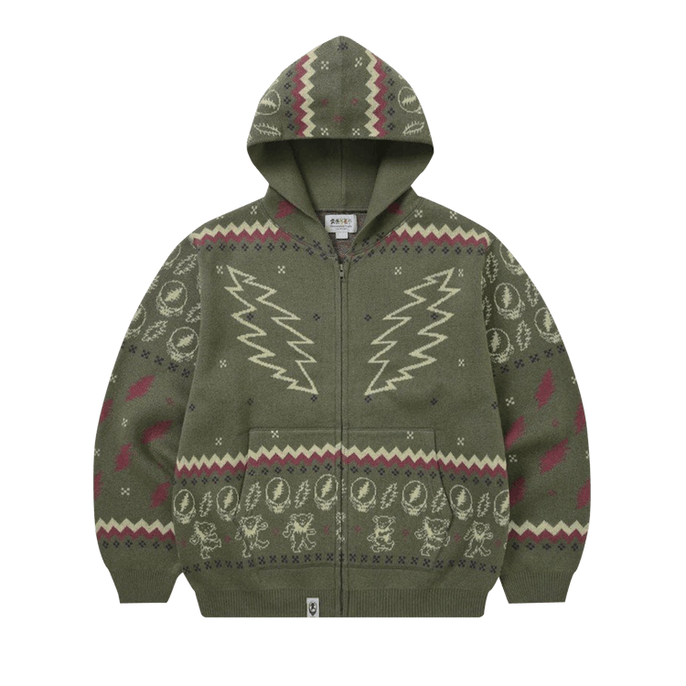 thisisneverthat x Grateful Dead Iconography Knit Zip Hoodie "Mud"