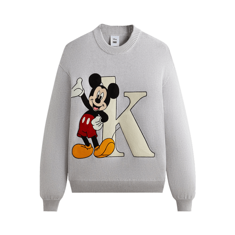 Kith For Mickey & Friends Mickey K Crewneck Sweater "Light Heather Grey"