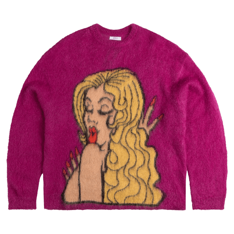 ERL Kiss Mohair Intarsia Sweater "Fuscia"
