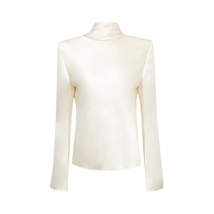 Saint Laurent Draped Crepe Blouse "Chalk"