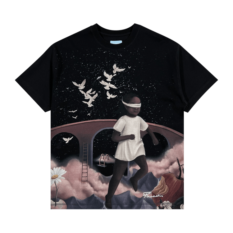 3.PARADIS Running Girl Short-Sleeve T-Shirt "Black"