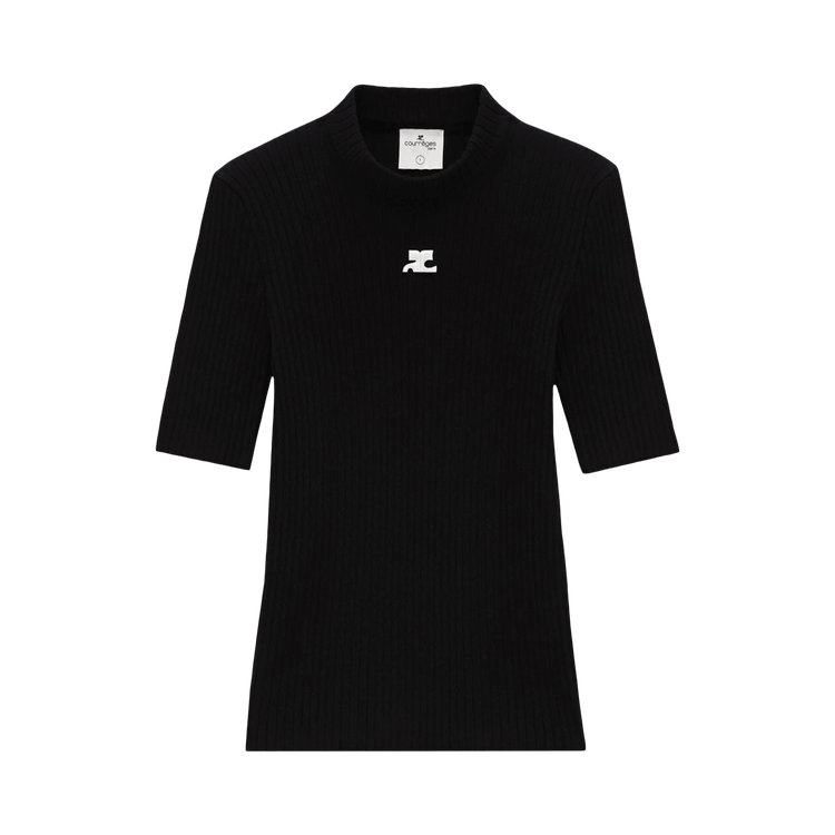 Courrèges Reedition Knit Short-Sleeve Jumper "Black"