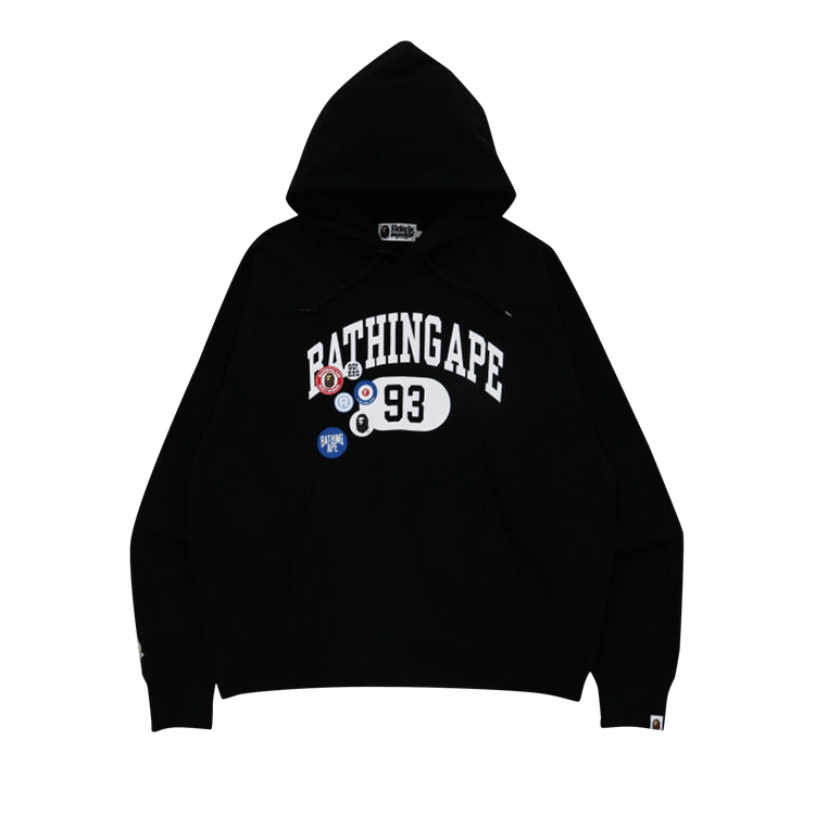 BAPE Badge Motif Loose Fit Pullover Hoodie "Black"