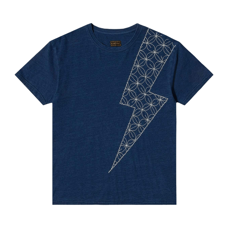 Kapital Jersey Crew Tee (Thunder Sashiko) "Indigo"