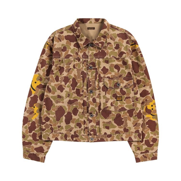 Kapital Herringbone Happy Peek-A-Boo Camo 1st Jacket "Beige/Khaki"
