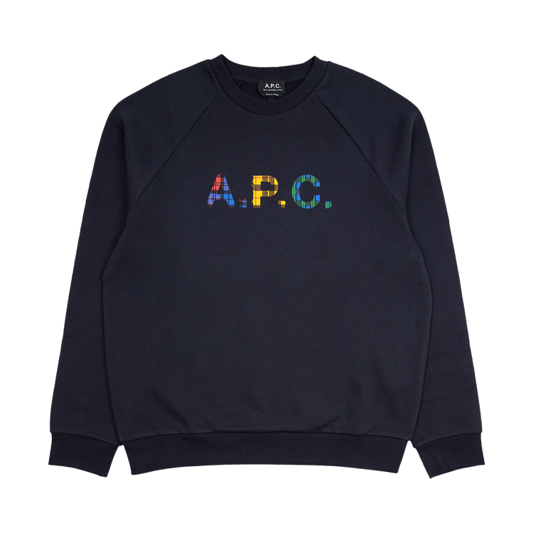 A.P.C. Shaun Tartan Logo Crewneck "Dark Navy"