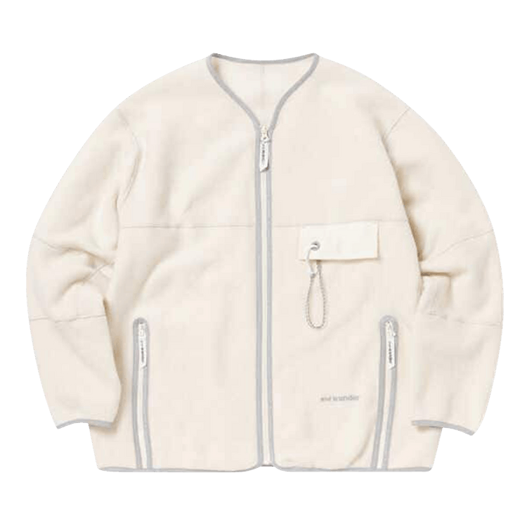 And Wander Wool Fleece Cardigan "Off White"