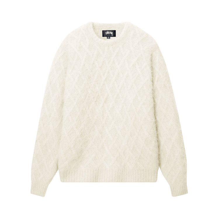 Stussy Fuzzy Lattice Crew Sweater "Ivory"