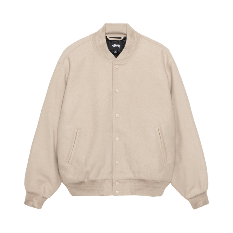 Stussy Sport Melton Varsity Jacket "Oatmeal"