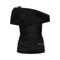 Marine Serre Jersey Body Shelter Draped Off Shoulder Top "Black"
