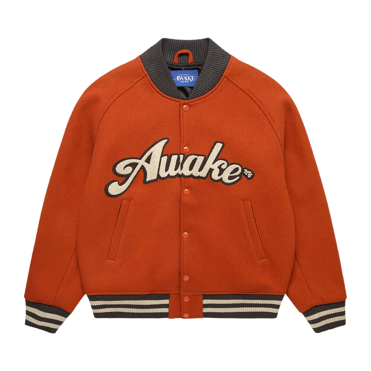 Awake NY Melton Logo Varsity Jacket "Rust"