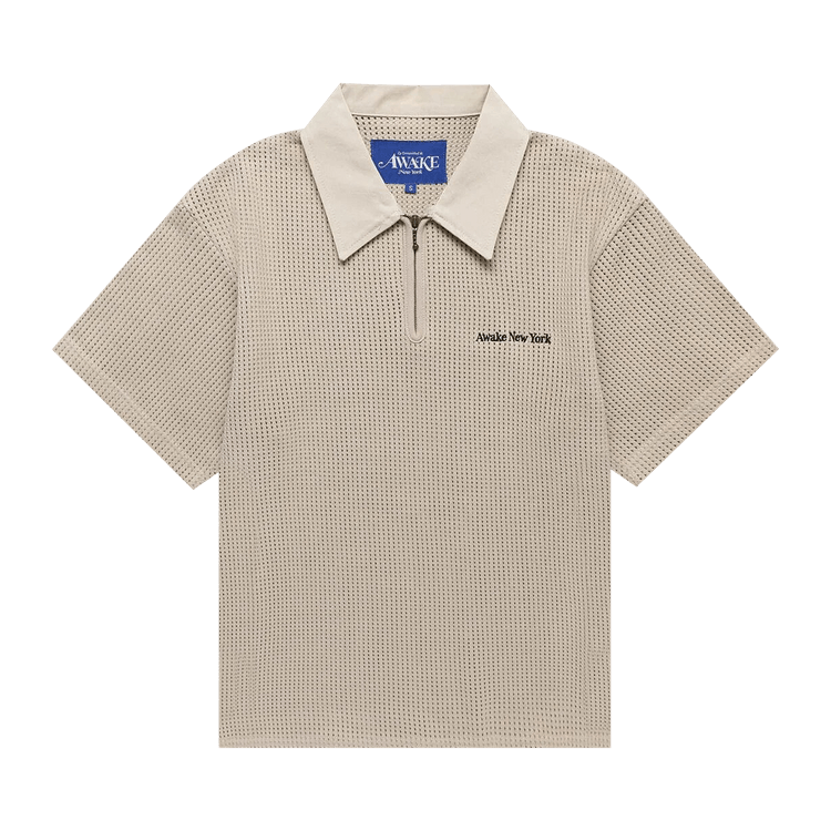 Awake NY Open Knit Embroidered Polo "Cream"