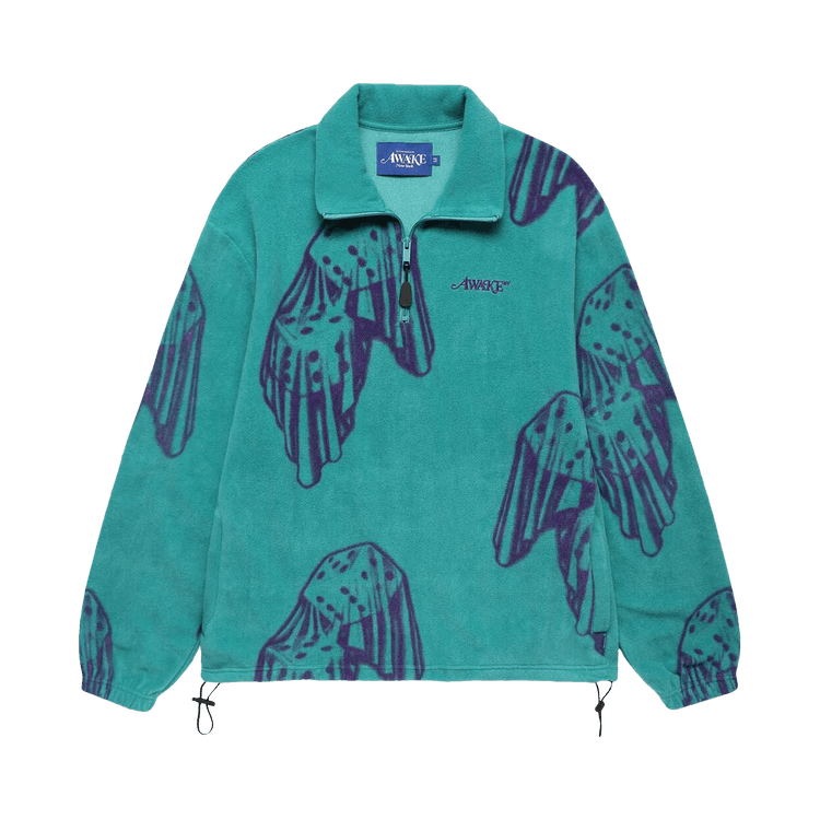 Awake NY Dice Print Fleece Quarter Zip Pullover "Teal/Purple"
