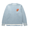 Bode Fringe Check Pullover "Blue/Cream"