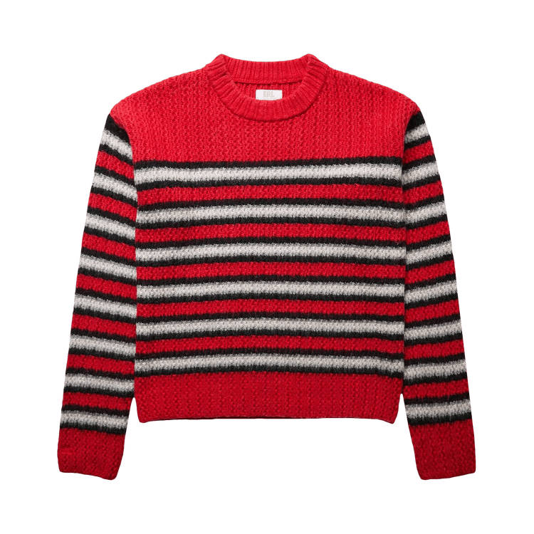 ERL Knit Striped Crewneck Sweater "Red"