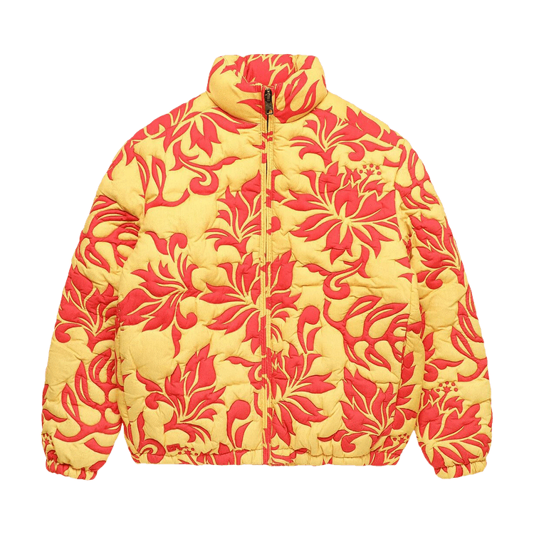 ERL Printed Woven Quilted Puffer Coat "Tropical Flowers"