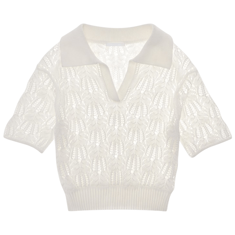 Helmut Lang Cropped Polo Sweater "Bleach"