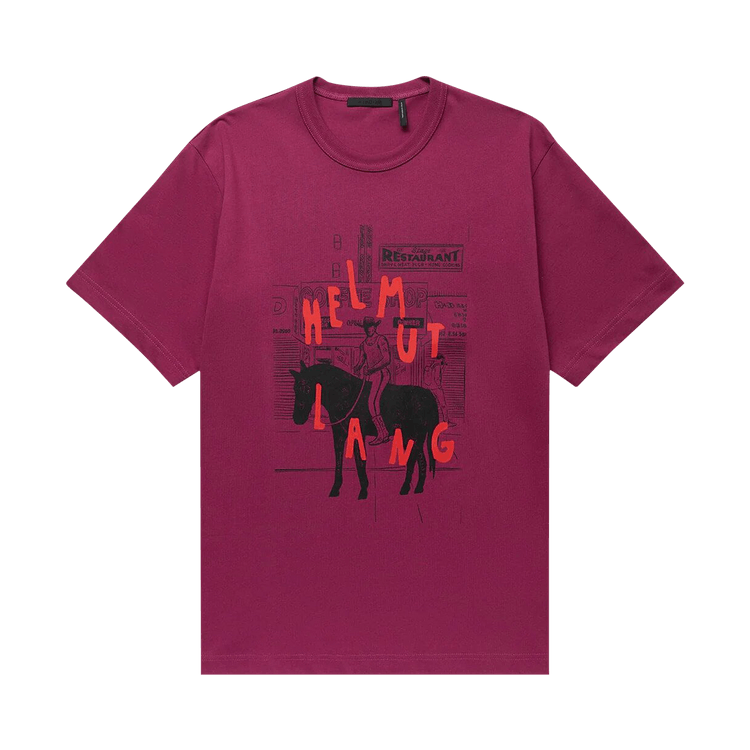 Helmut Lang Scribbled Logo T-Shirt "Rasberry"