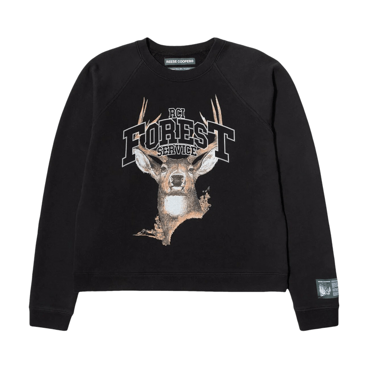 Reese Cooper Forest Service Deer Crewneck Sweatshirt "Black"