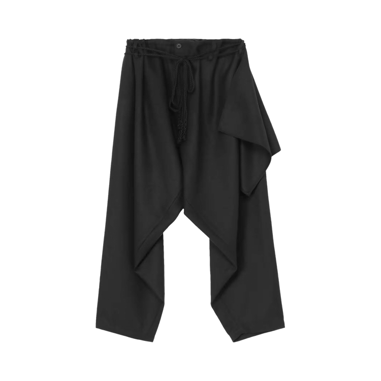 Yohji Yamamoto Pour Homme U Layered Draped Flannel Pants "Black"
