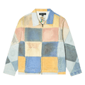 KidSuper Checkered Painted Printed Work Coat "Orange/Blue"