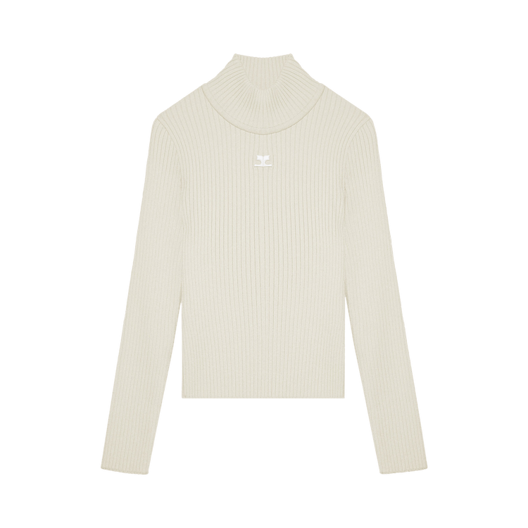 Courrèges Mockneck Rib Knit Sweater "Oats"