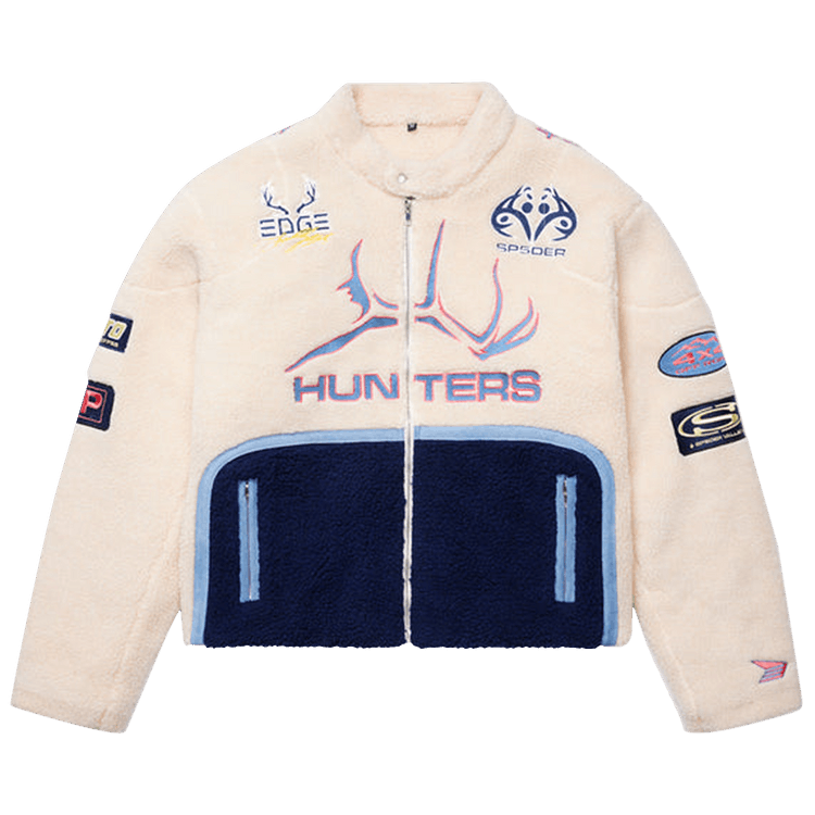 Sp5der Sherpa Hunter Moto Jacket "Ecru/Navy"