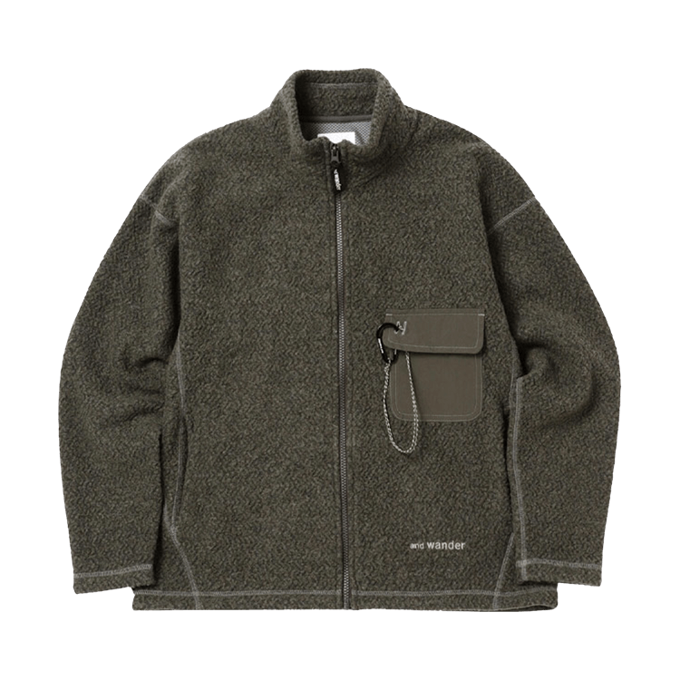 And Wander Wool Jacquard Zip Jacket "Khaki"