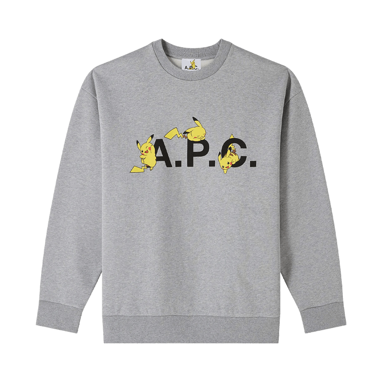 A.P.C. x Pokémon Pikachu Crew Sweater "Heather Pale Grey"
