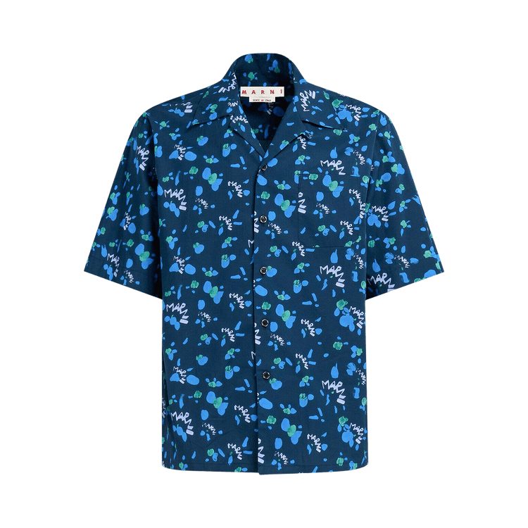 Marni Boxy Fit Popeline Bowling Shirt "Ink"