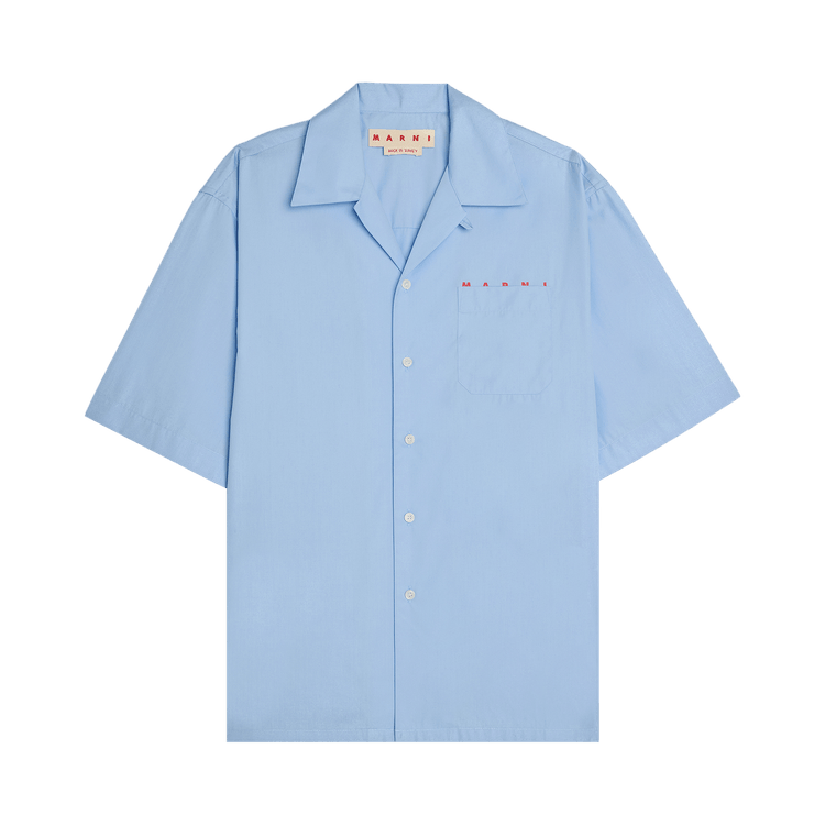 Marni Boxy Fit Logo Bowling Shirt "Iris Blue"